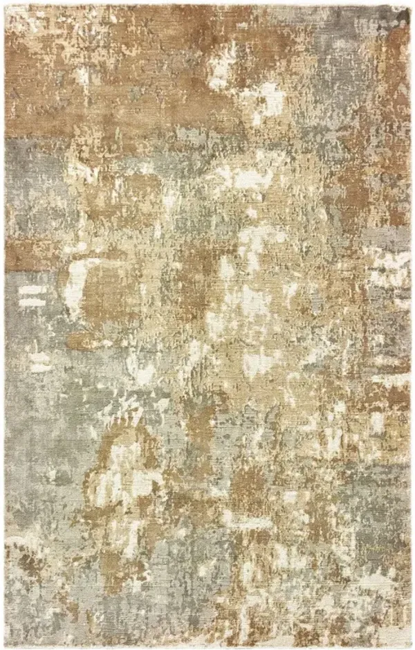 10' x 14' Abstract Hand Loomed Stain Resistant Area Rug - Gray And Brown