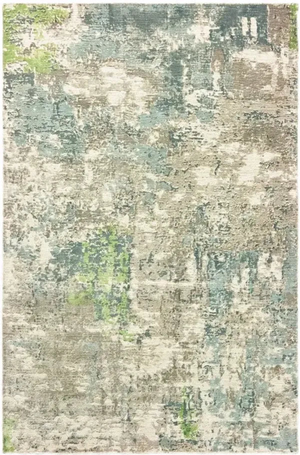 9' x 12' Abstract Hand Loomed Stain Resistant Area Rug - Blue And Green