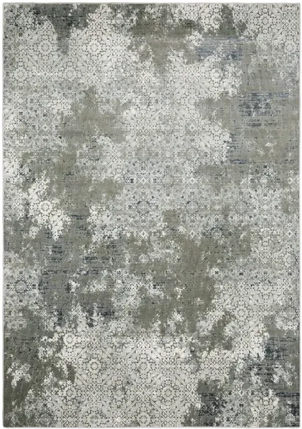 10' x 13' Abstract Power Loom Stain Resistant Area Rug - Ivory Gray Blue And Taupe