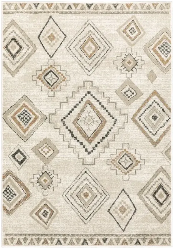 4' x 6' Southwestern Power Loom Stain Resistant Area Rug - Ivory Orange Tan Black And Gray