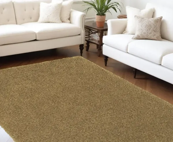 8' x 11' Shag Tufted Handmade Stain Resistant Area Rug - Rich Gold