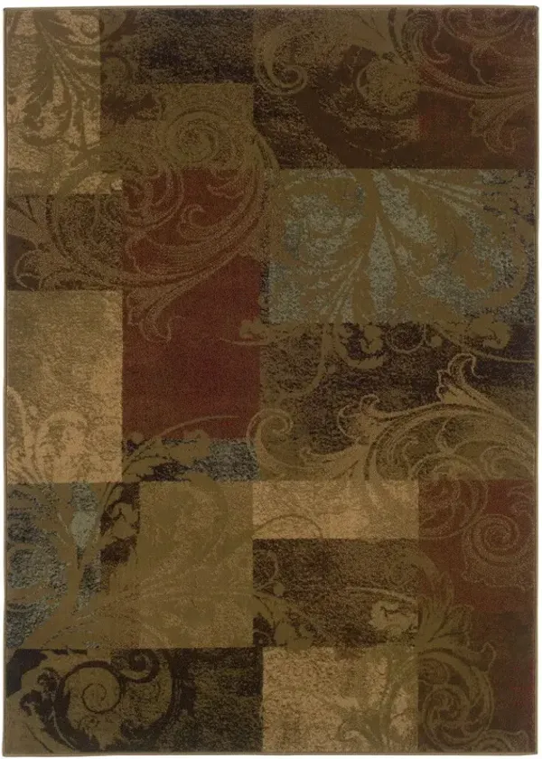 10' x 13' Geometric Power Loom Stain Resistant Area Rug - Green And Red