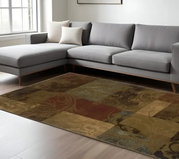 8' x 11' Geometric Power Loom Stain Resistant Area Rug - Green And Red