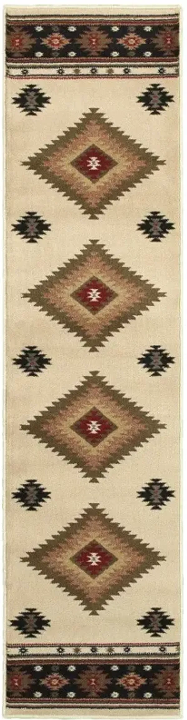 2' x 8' Southwestern Power Loom Stain Resistant Runner Rug - Beige