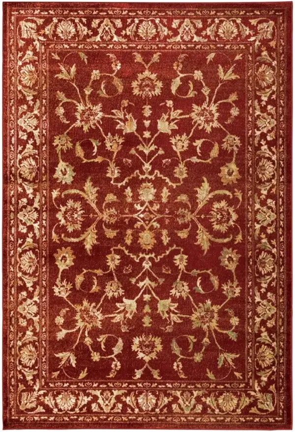 5' x 7' Oriental Power Loom Stain Resistant Area Rug - Red And Gold
