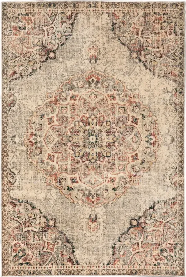 5' x 7' Oriental Power Loom Area Rug - Gray And Brown