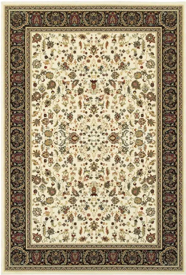 6' x 9' Oriental Power Loom Stain Resistant Area Rug - Ivory And Black