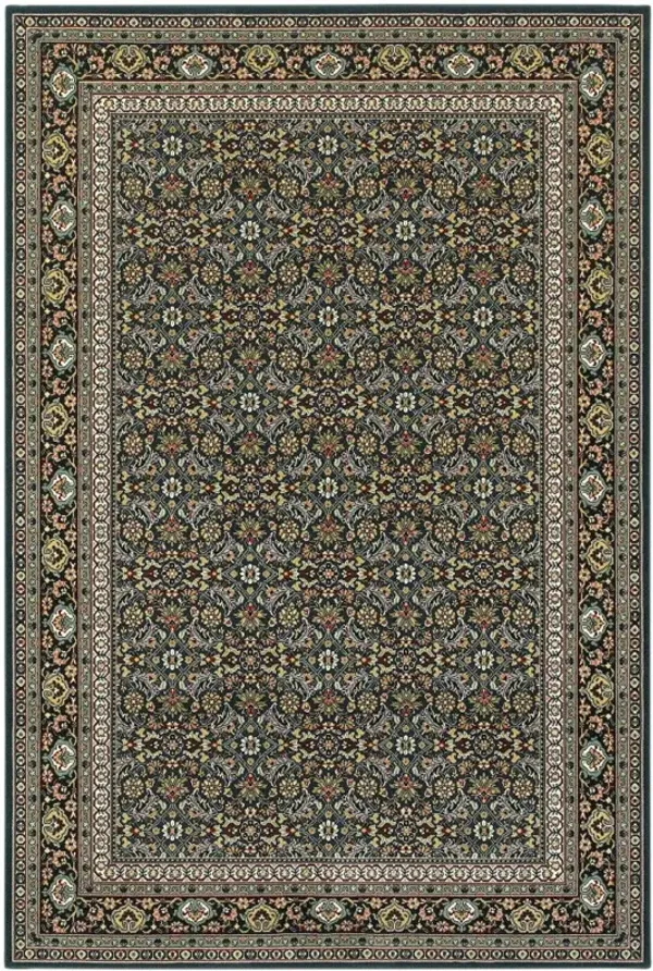 2' x 4' Oriental Power Loom Stain Resistant Area Rug - Navy Blue