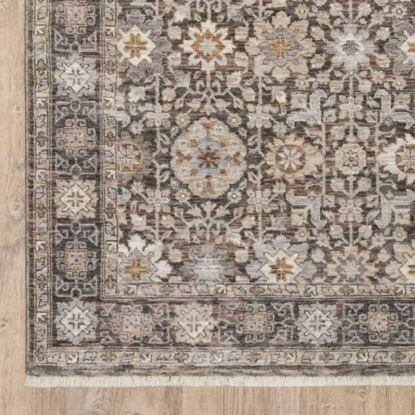 3' x 5' Oriental Power Loom Stain Resistant Area Rug With Fringe - Gray And Ivory