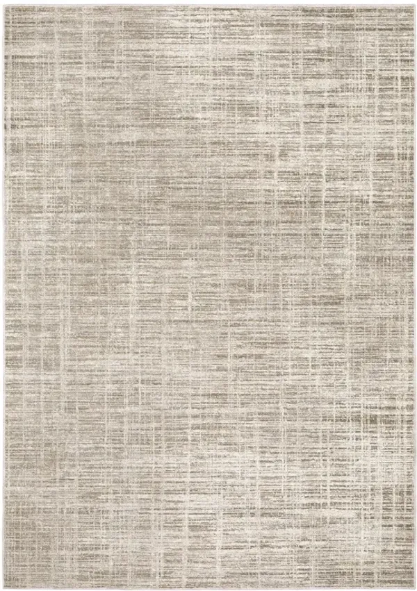 9.8' x 12.9' Abstract Power Loom Stain Resistant Polyester Area Rug - Beige Grey Ivory Tan And Brown