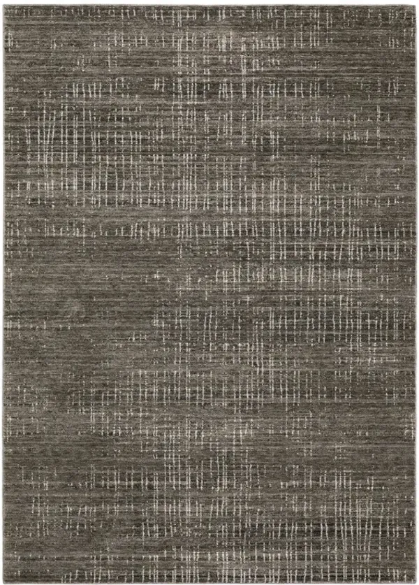 10' x 13' Abstract Power Loom Stain Resistant Area Rug - Charcoal Gray Gray Ivory Tan And Brown