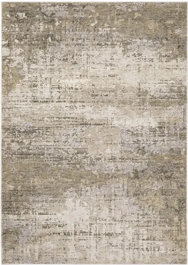 3.3' x 5' Abstract Power Loom Stain Resistant Area Rug - Beige Grey Ivory Tan And Brown