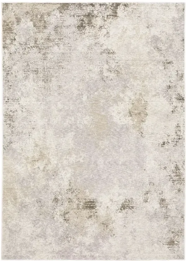8' x 11' Abstract Power Loom Stain Resistant Area Rug - Beige Ivory Tan Gray And Brown