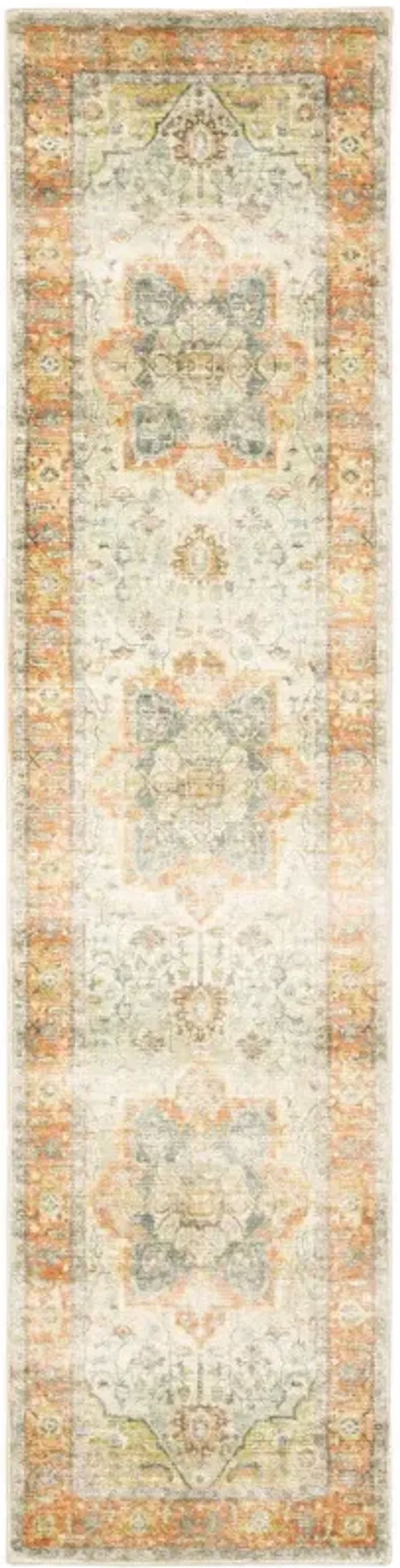 2' x 8' Abstract Power Loom Stain Resistant Runner Rug - Blue And Orange