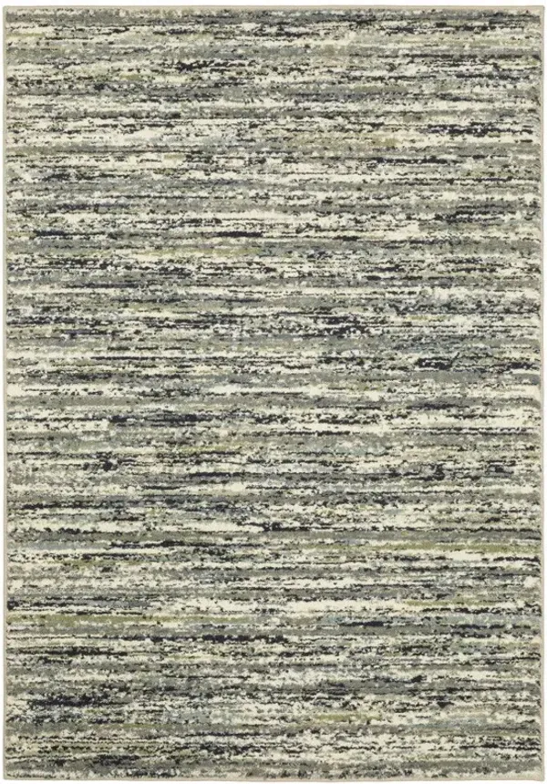 5' x 7' Abstract Power Loom Stain Resistant Area Rug - Blue Green Light Blue Gray And Ivory