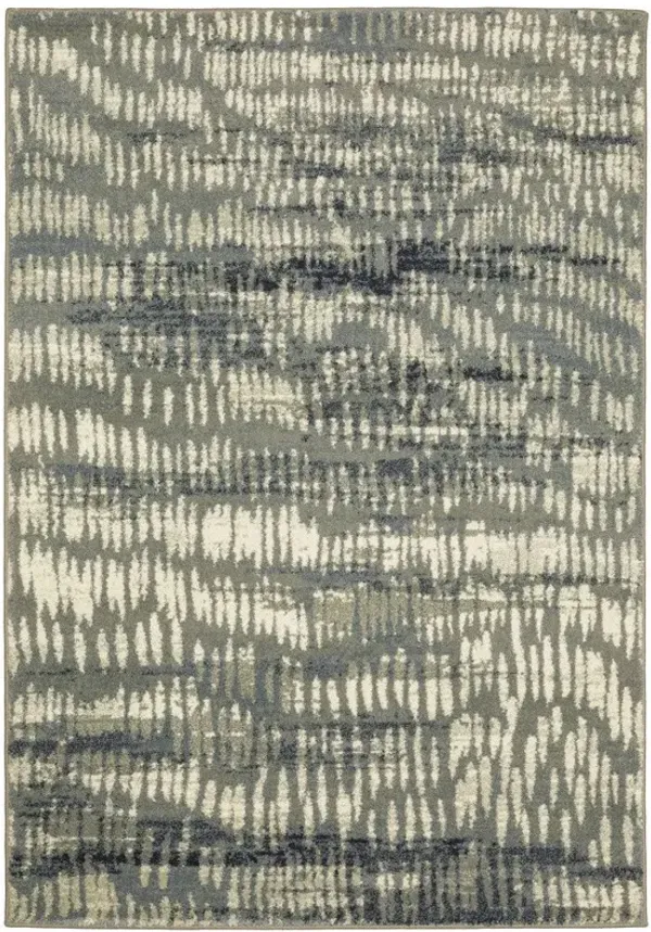10' x 13' Abstract Power Loom Stain Resistant Area Rug - Gray Beige Blue And Light Blue