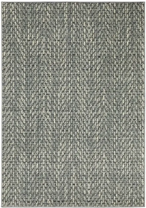 4' x 6' Geometric Power Loom Stain Resistant Area Rug - Blue Ivory Gray And Light Blue