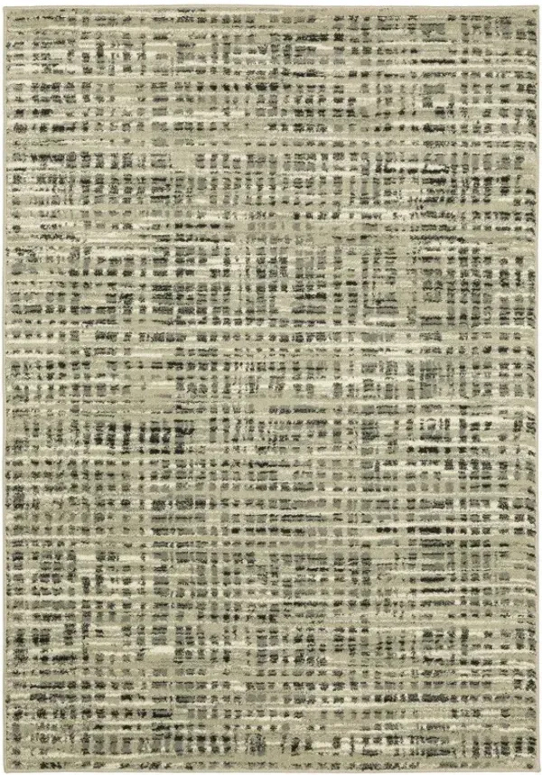 4' x 6' Geometric Power Loom Stain Resistant Area Rug - Beige Gray Ivory And Sage Blue