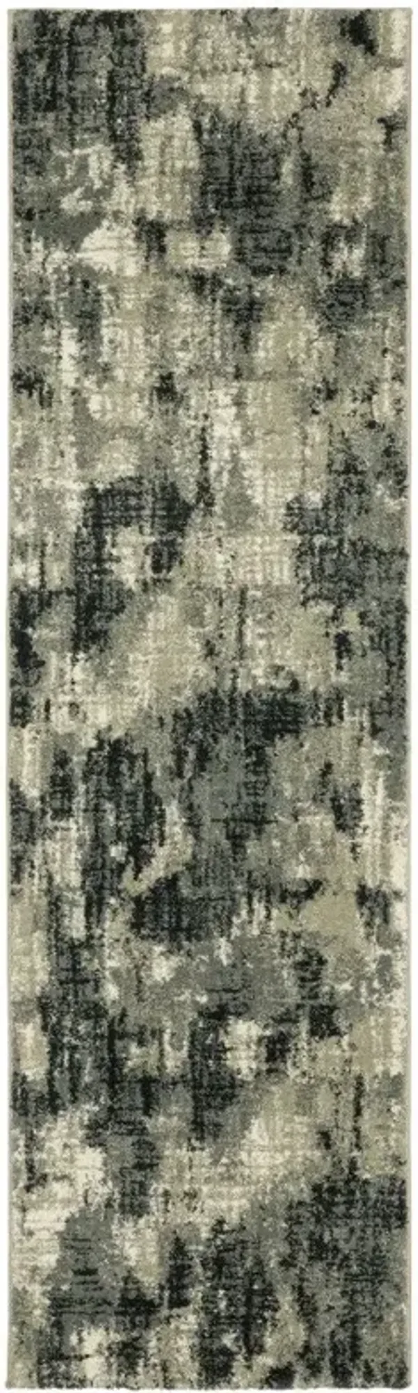 2' x 8' Abstract Power Loom Stain Resistant Runner Rug - Gray Beige Charcoal And Blue