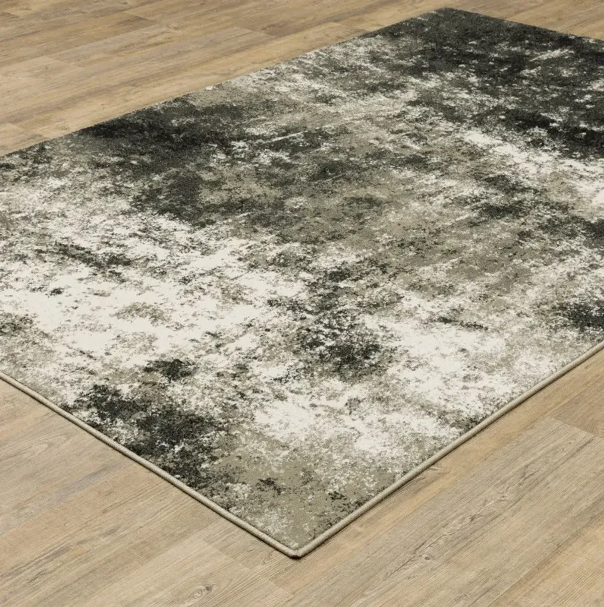 5' x 7' Abstract Power Loom Stain Resistant Area Rug - Charcoal Gray And Beige