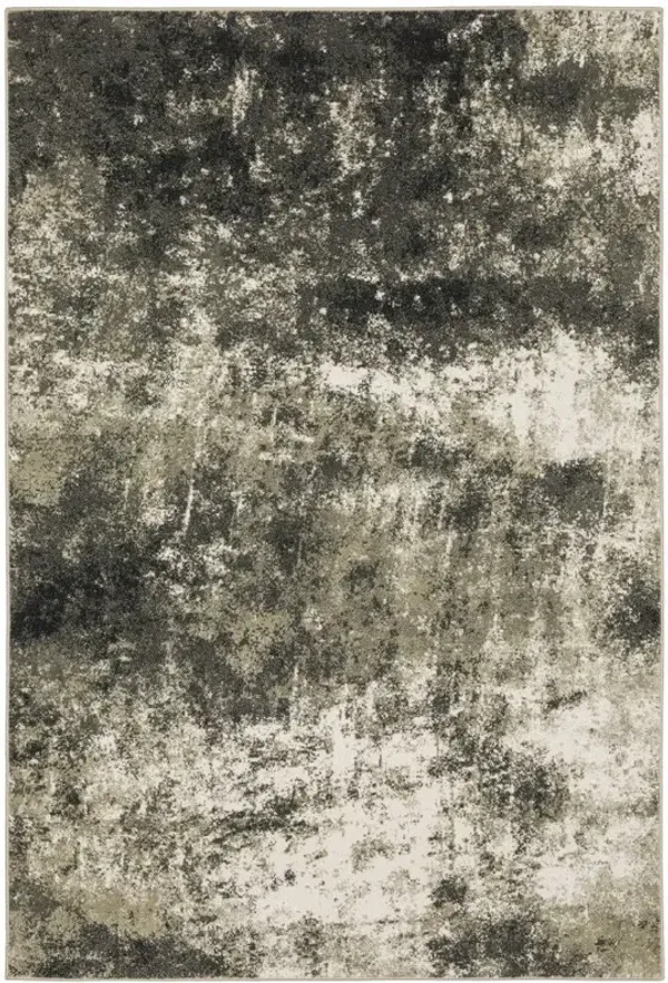 5' x 7' Abstract Power Loom Stain Resistant Area Rug - Charcoal Gray And Beige