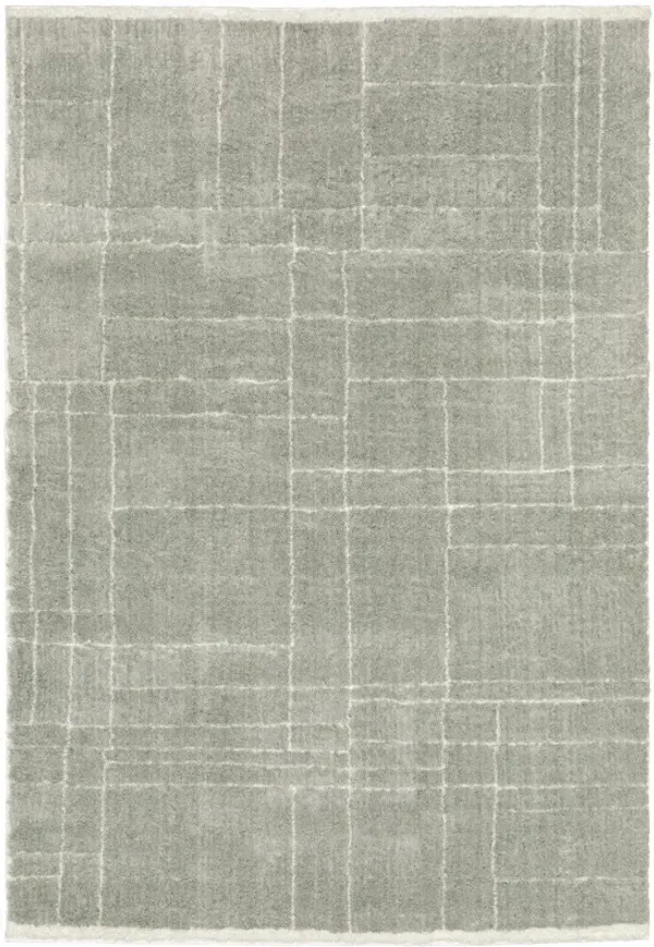 5' x 8' Geometric Shag Power Loom Stain Resistant Area Rug - Gray And Ivory