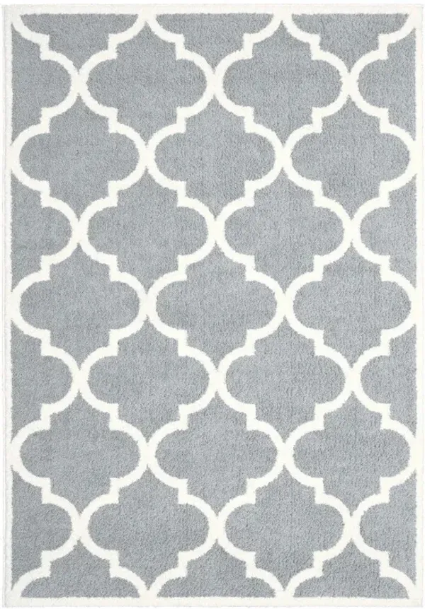 2' x 3' Geometric Shag Power Loom Stain Resistant Polyester Area Rug - Gray And Ivory