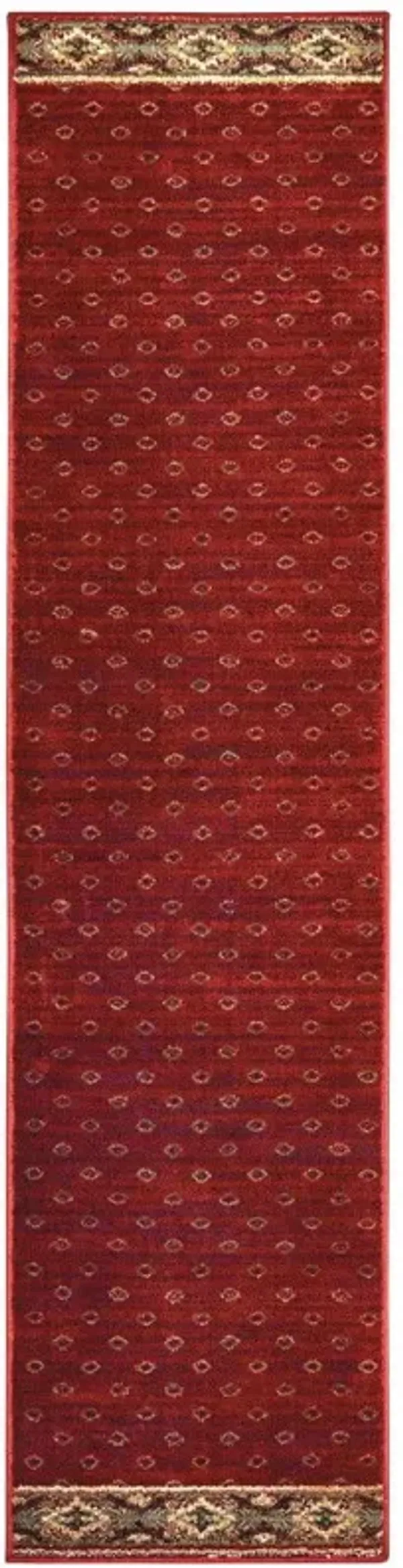 2' x 8' Southwestern Power Loom Stain Resistant Runner Rug - Berry Gold And Ivory