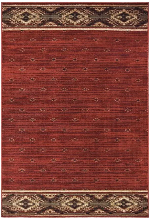 10' x 13' Southwestern Power Loom Stain Resistant Area Rug - Berry Gold And Ivory