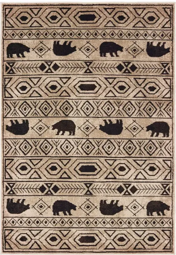 2' x 3' Southwestern Power Loom Stain Resistant Area Rug - Ivory And Black