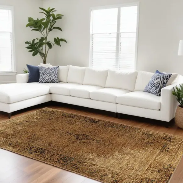 7' x 10' Oriental Power Loom Area Rug - Brown