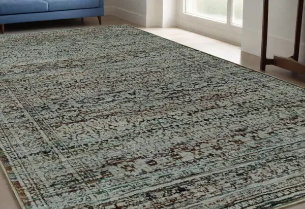 5.3' x 7.6' Oriental Power Loom Area Rug - Blue Green