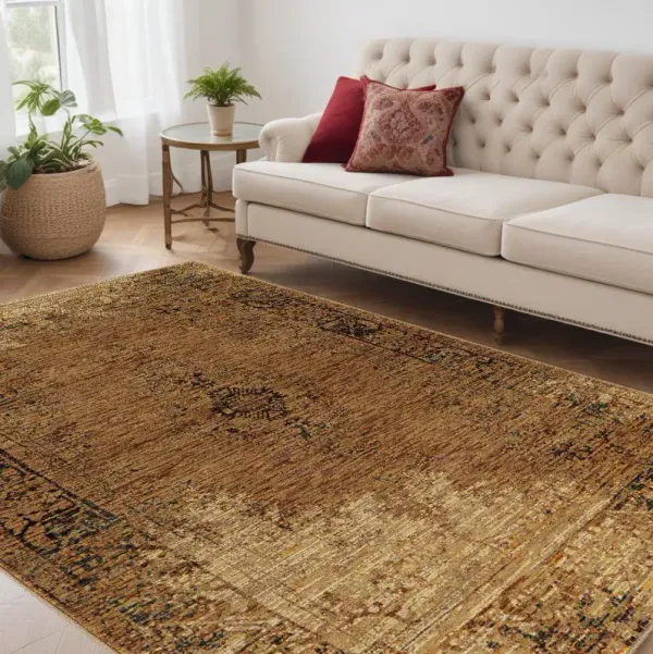 5' x 7' Oriental Power Loom Area Rug - Brown
