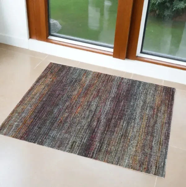 2' x 3' Abstract Power Loom Area Rug - Blue And Gray