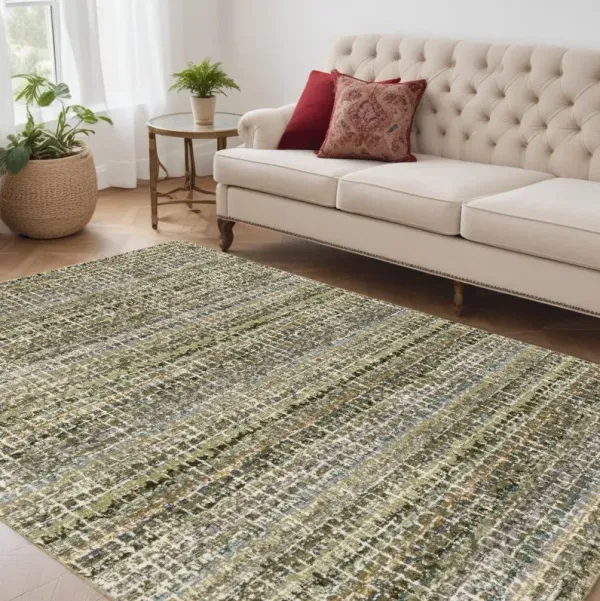5.3' x 7.6' Abstract Power Loom Area Rug - Gray And Ivory