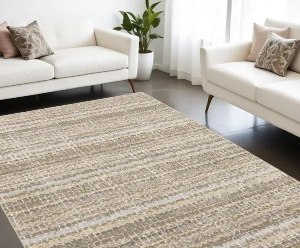 9' x 12' Power Loom Area Rug - Gray And Ivory