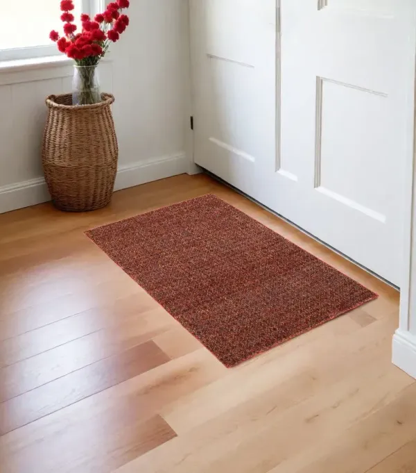 2' x 3' Geometric Power Loom Area Rug - Red And Gold