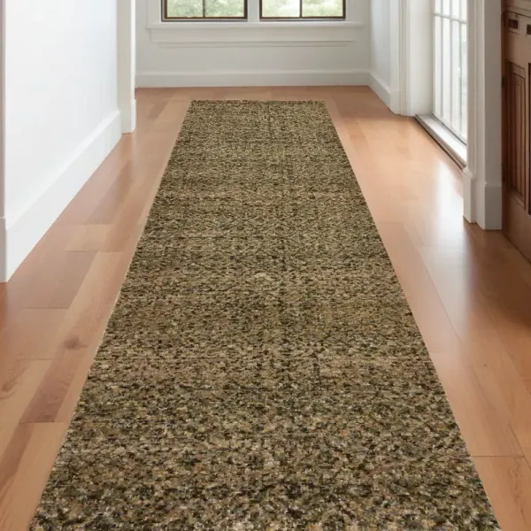 12' Geometric Power Loom Runner Rug - Runner Brown
