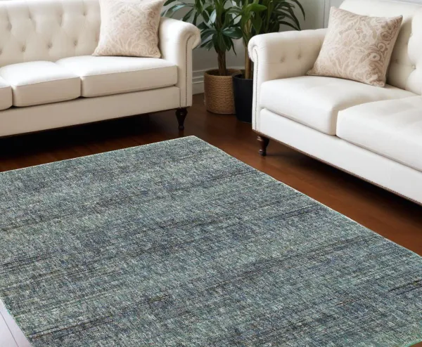 6.6' x 9.8' Power Loom Area Rug - Blue And Gray