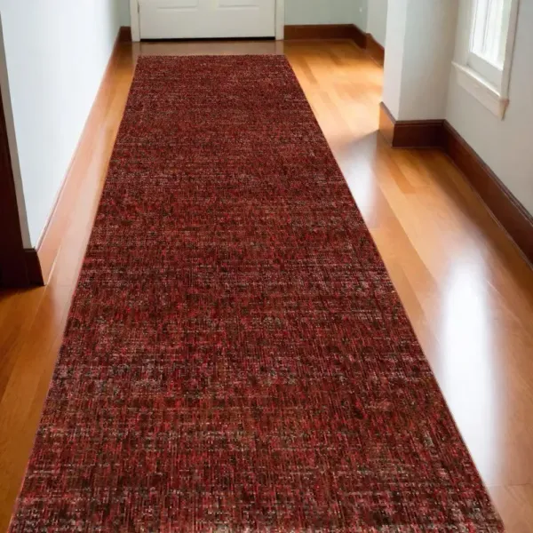12' Runner Power Loom Runner Rug - Red Gray Deep And Charcoal
