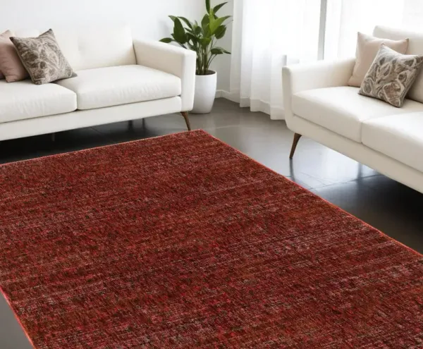 8' x 11' Power Loom Area Rug - Red And Gray