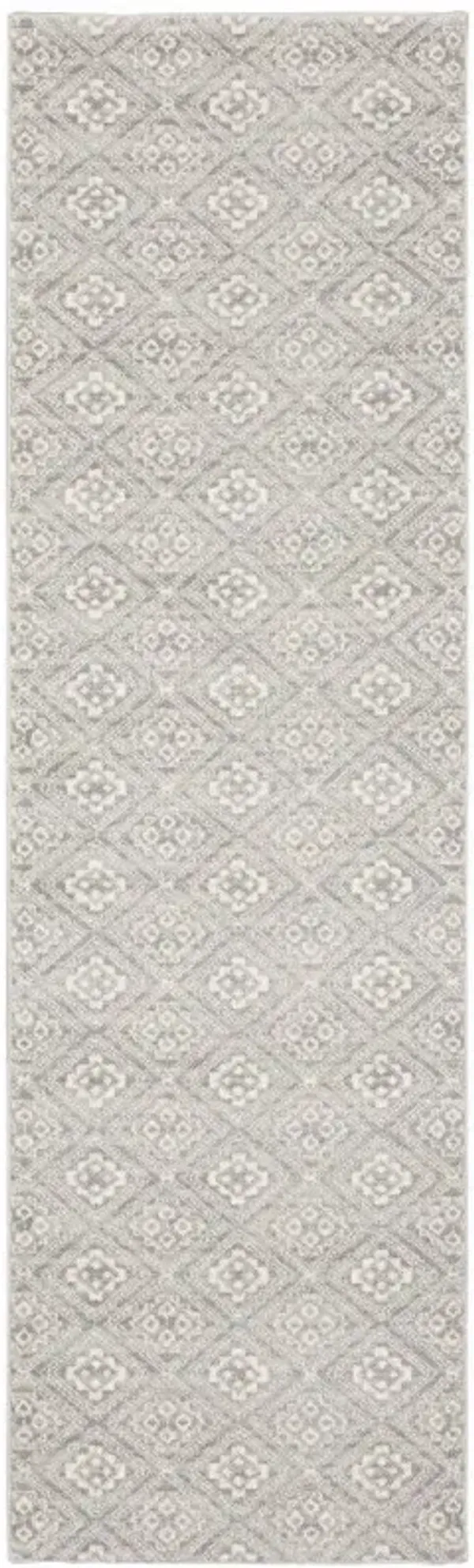 2' x 8' Geometric Power Loom Stain Resistant Runner Rug - Gray