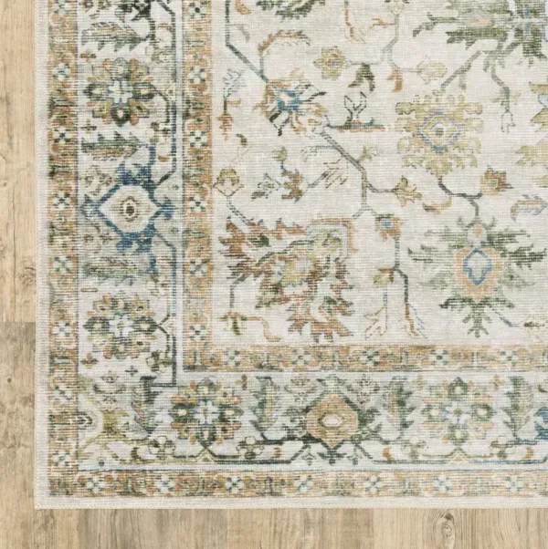 7' x 10' Oriental Printed Non Skid Area Rug - Ivory