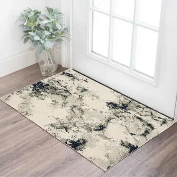 3' x 5' Abstract Power Loom Area Rug - Gray And Black