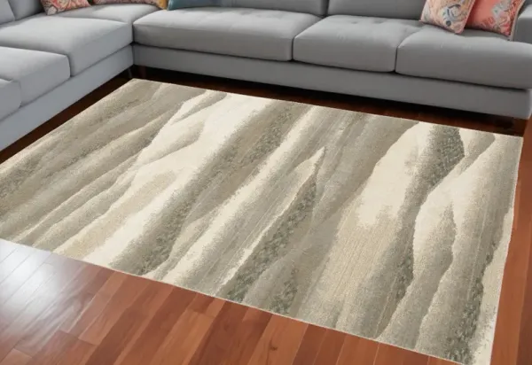 10' x 13' Abstract Power Loom Area Rug - Blue And Gray