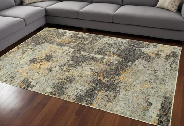 10' x 13.1' Abstract Power Loom Area Rug - Ivory And Gray