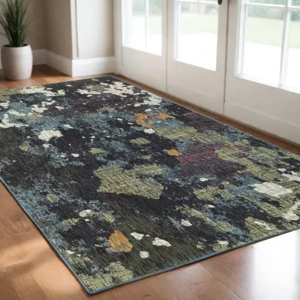 2' x 3' Abstract Power Loom Area Rug - Blue And Green