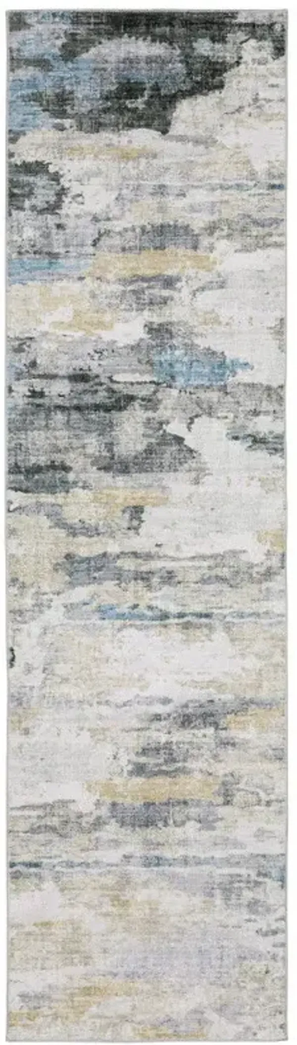 2' x 8' Abstract Printed Stain Resistant Non Skid Runner Rug - Gray And Ivory