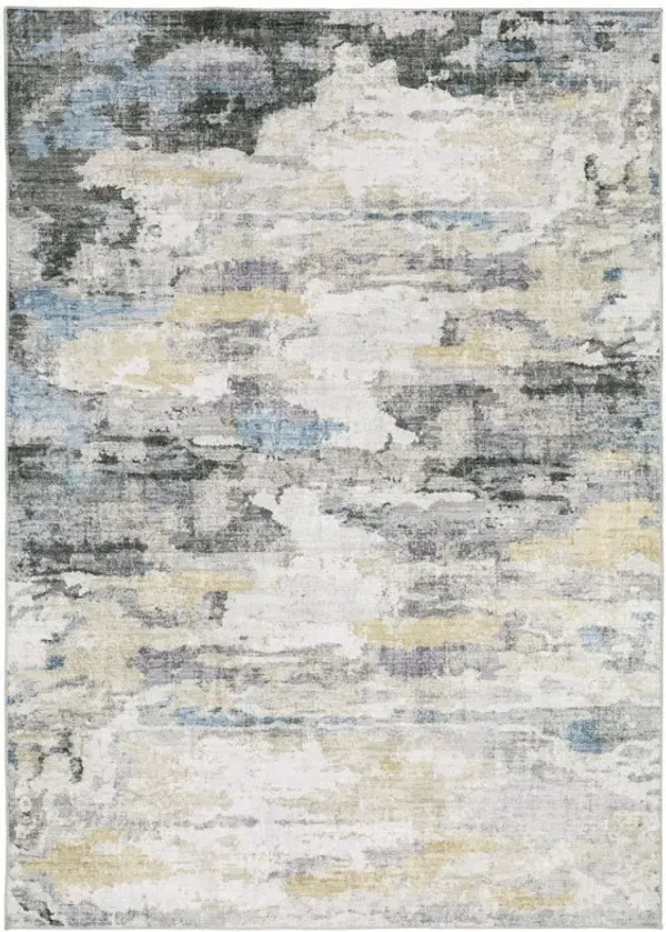 4' x 6' Abstract Printed Stain Resistant Non Skid Area Rug - Gray And Ivory