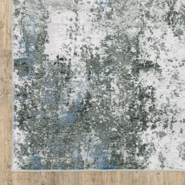 5' x 7' Abstract Printed Stain Resistant Non Skid Area Rug - Silver Gray Charcoal And Light Blue